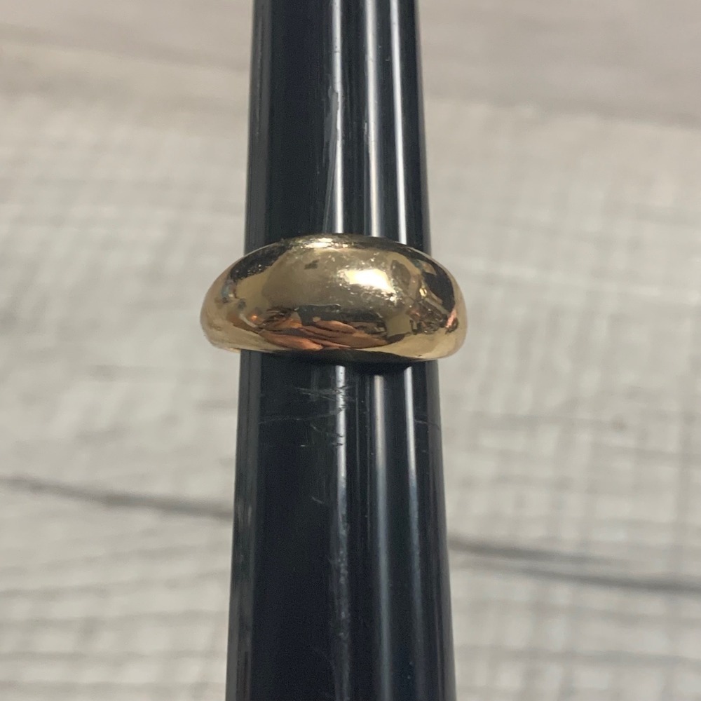 Gold Tone Adjustable Dome Ring Minimalist Polished Open Back Statement Ring